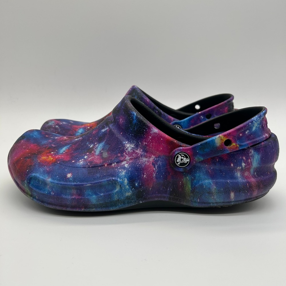 Crocs Bistro Galaxy Work Clogs Mens Size 11 Purple Blue Slip Resistant Kitchen